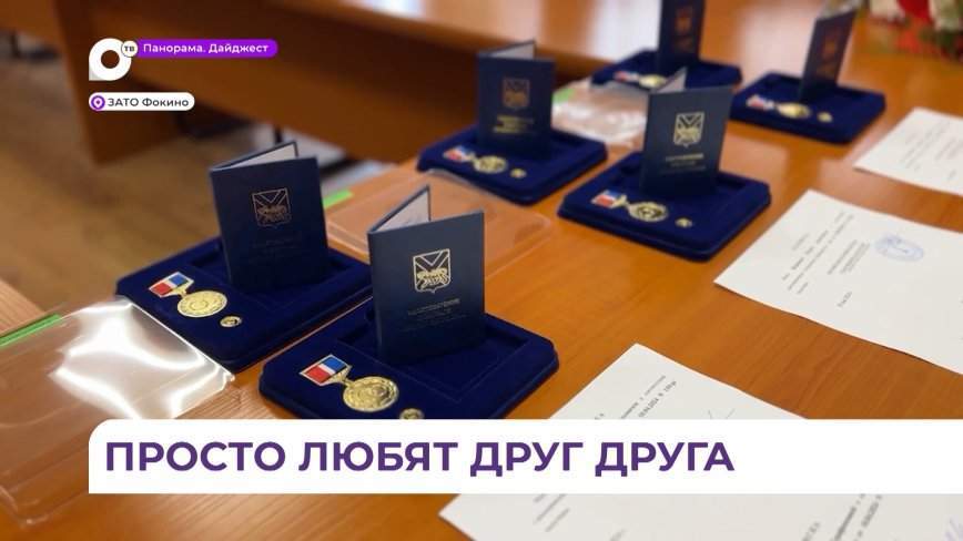 Три семьи из Фокино получили почетные знаки «Семейная доблесть»
