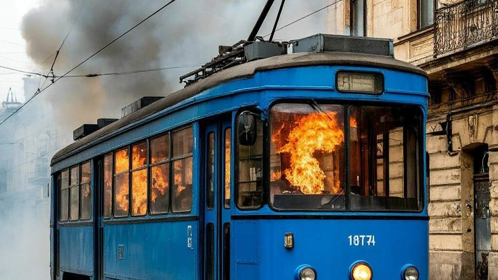 Во Владивостоке трамвай вспыхнул на остановке