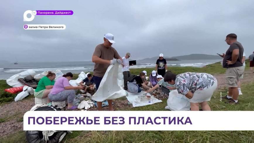 Волонтёры с экспертами очистили пляж в Дальневосточном заповеднике от пластика