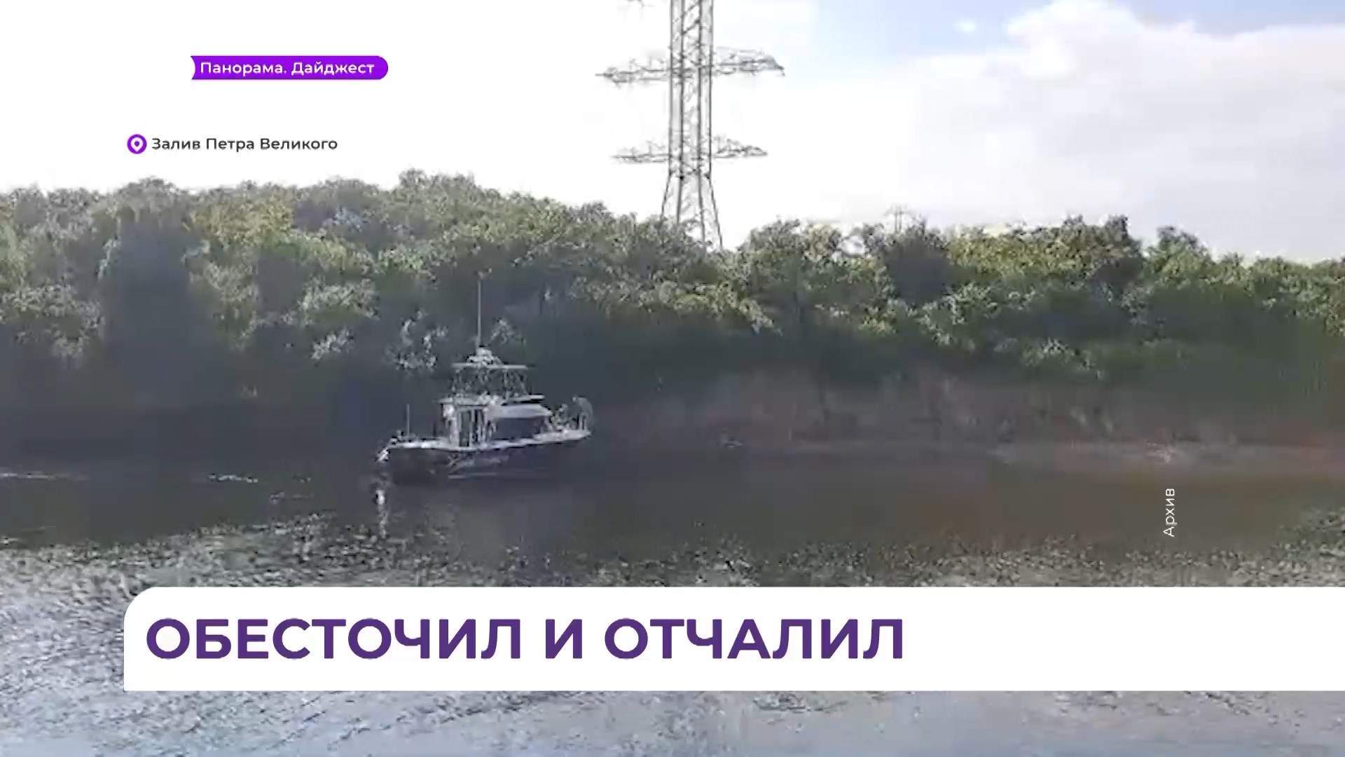 В заливе Петра Великого яхта задела мачтой провод линии электропередачи и оборвала его