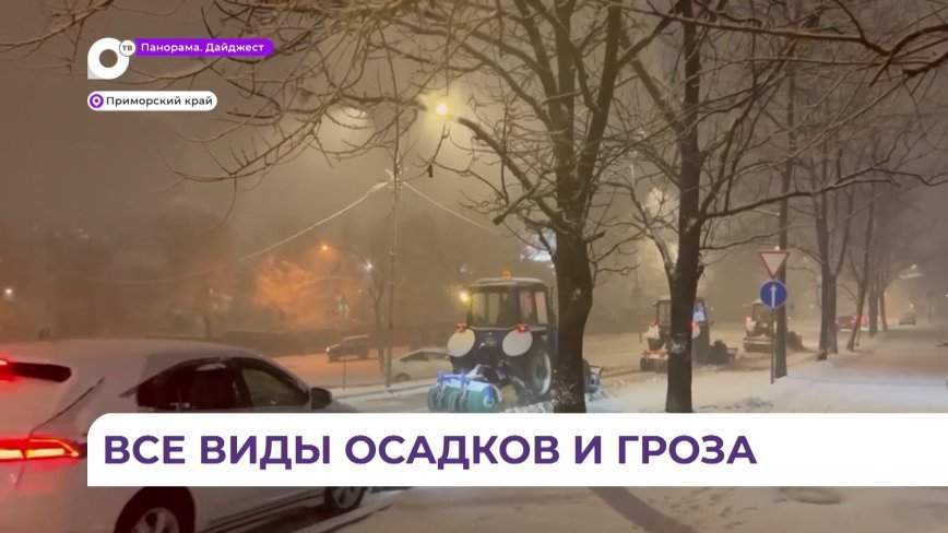 В Приморье продолжают разбираться с последствиями ночного снегопада