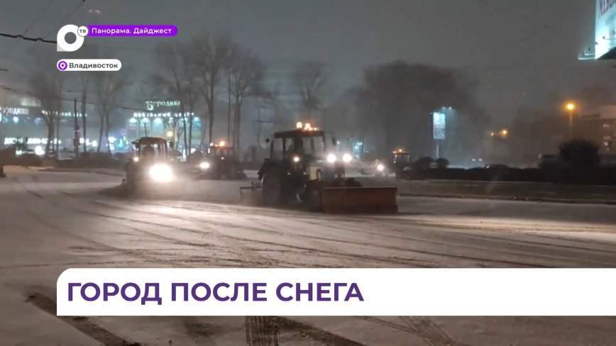 Две тысячи километров дорог очистили от снега после ночного снегопада во Владивостоке