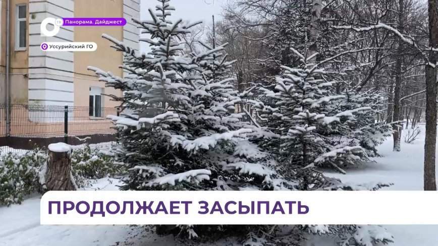 Техника в полной готовности: Уссурийск продолжает засыпать снегом