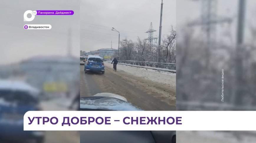 Циклон во Владивостоке парализовал движение общественного транспорта утром 13 марта