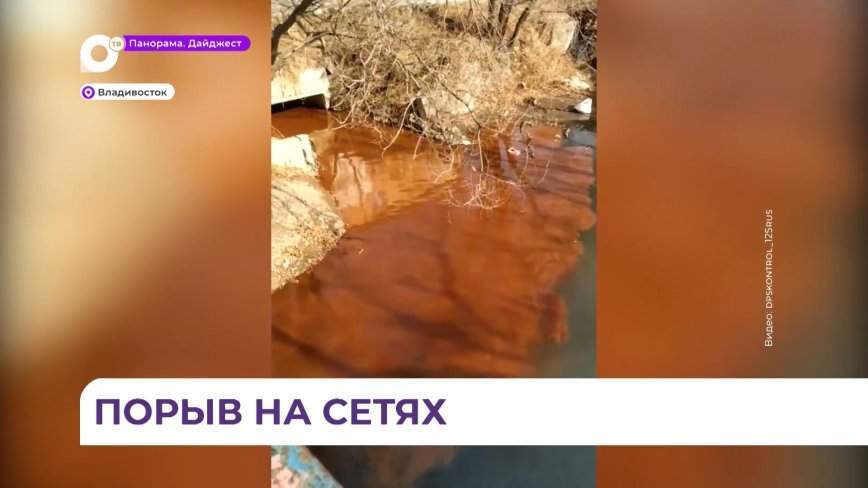 Знаменитая во Владивостоке речка Объяснения окрасилась в ржавый цвет