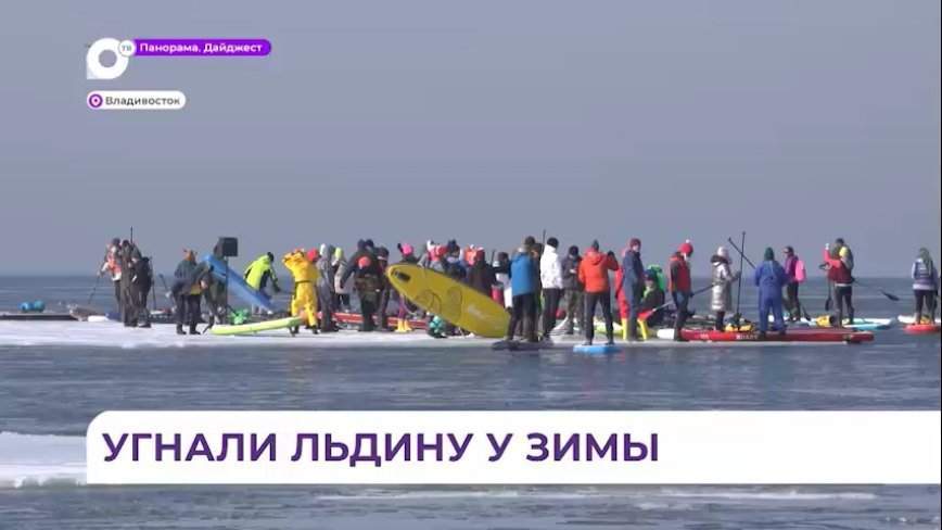Во Владивостоке около 500 человек устроили морской флешмоб «Угон льдины»