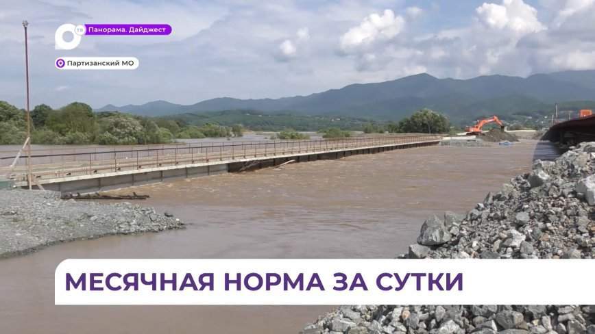 Вода поднялась до самых перекрытий моста через реку Партизанскую после ливня